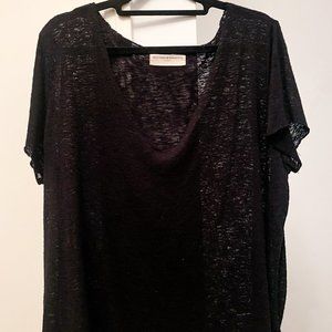 “Project Social T” Black V-Neck Raw Edge T-Shirt